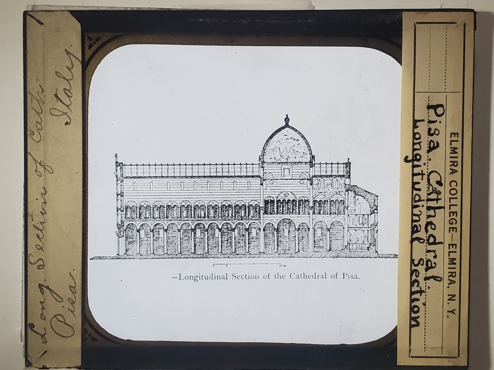 Longitudinal Section, Pisa Cathedral, Italy, Magic Lantern Glass Slide
