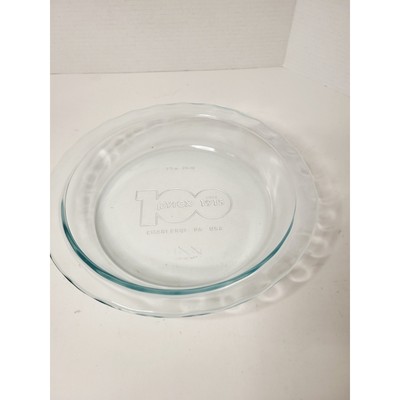 PYREX 100th Anniversary Limited Edition Embossed Pie Plate   9.5'' x 1.6''