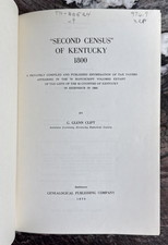 Second Census of Kentucky 1800 by G. Glenn Clift 1970 Hardcover Genealogy