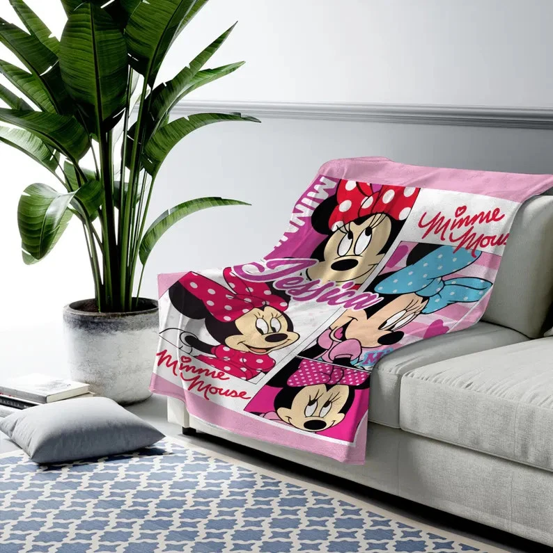 Disney Mickey Mouse Minnie Mouse Cute Pink Color Customize Fleece Blanket