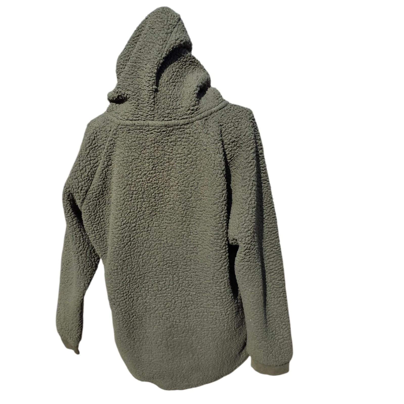 UNDERCOVER ROSA Victoria's Secret Sherpa Pullover Felpa con Cappuccio Mezza Zip Accogliente Caldo Oliva M