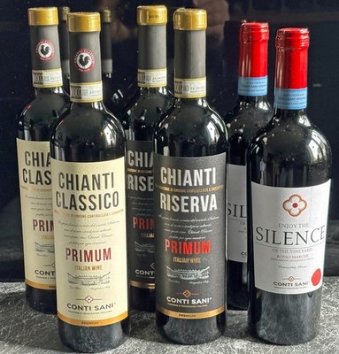6er Wein-Paket CONTI SANI Toskana: 2x Chianti Classico, 2x Riserva, 2x Silence