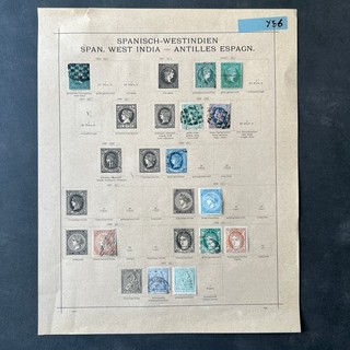 Spanisch Westindien Briefmarken Sammlung Vordruck 1855–1871 1 Seite y56