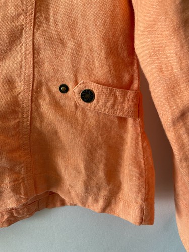 J. Jill Womens Orange Long Sleeve Utility Pocket Linen Trucker Jacket Size Large - Picture 5 of 12