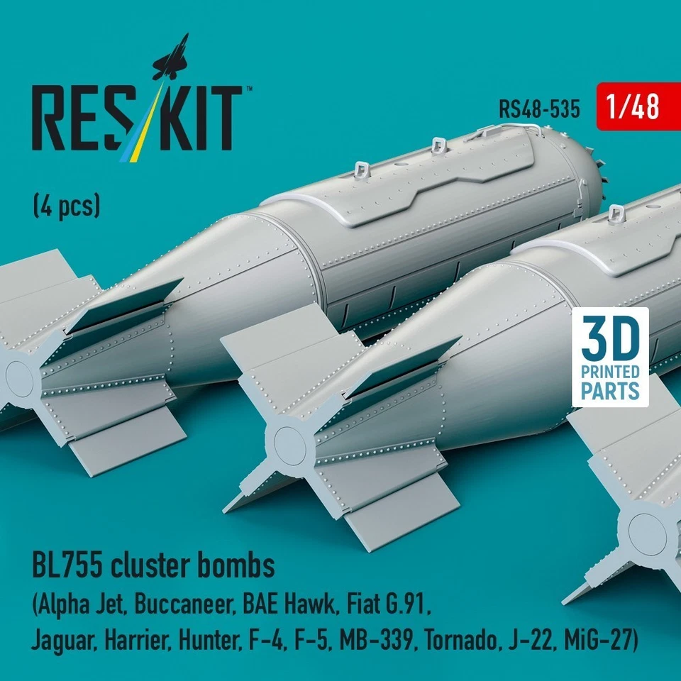 Bombe a grappolo BL755 4 pezzi (stampate in 3D) scala 1:48 ResKit RS48-0535... - Immagine 3 di 3