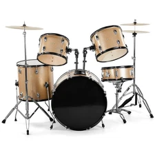5-Piece Complete Full Size Pro Adult Drum Set Kit with Genuine Remo Heads