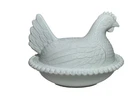 VTG Indiana White Milk Glass Chicken Hen on Nest Covered Bowl Candy Dish 7” MCM