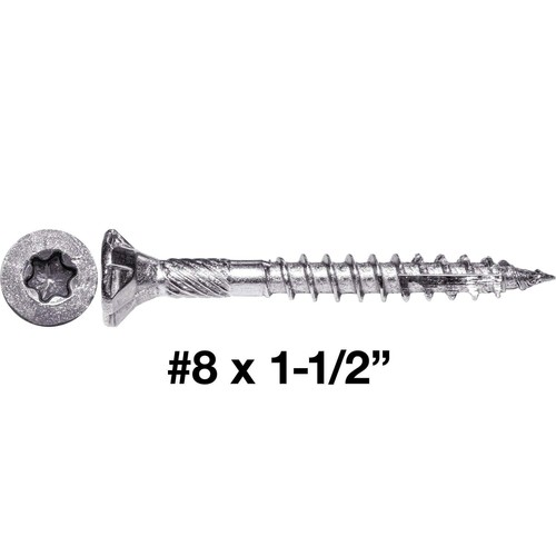 #8 x 1-1/2" Silver Star Stainless Steel Wood Screw Torx/Star Drive Head - Gra... - Picture 2 of 7