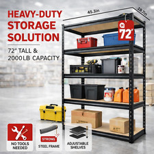 Storage Shelving Unit HEAVY DUTY Rack 5 Tier 72 Inch Adjustable Garage Warehouse