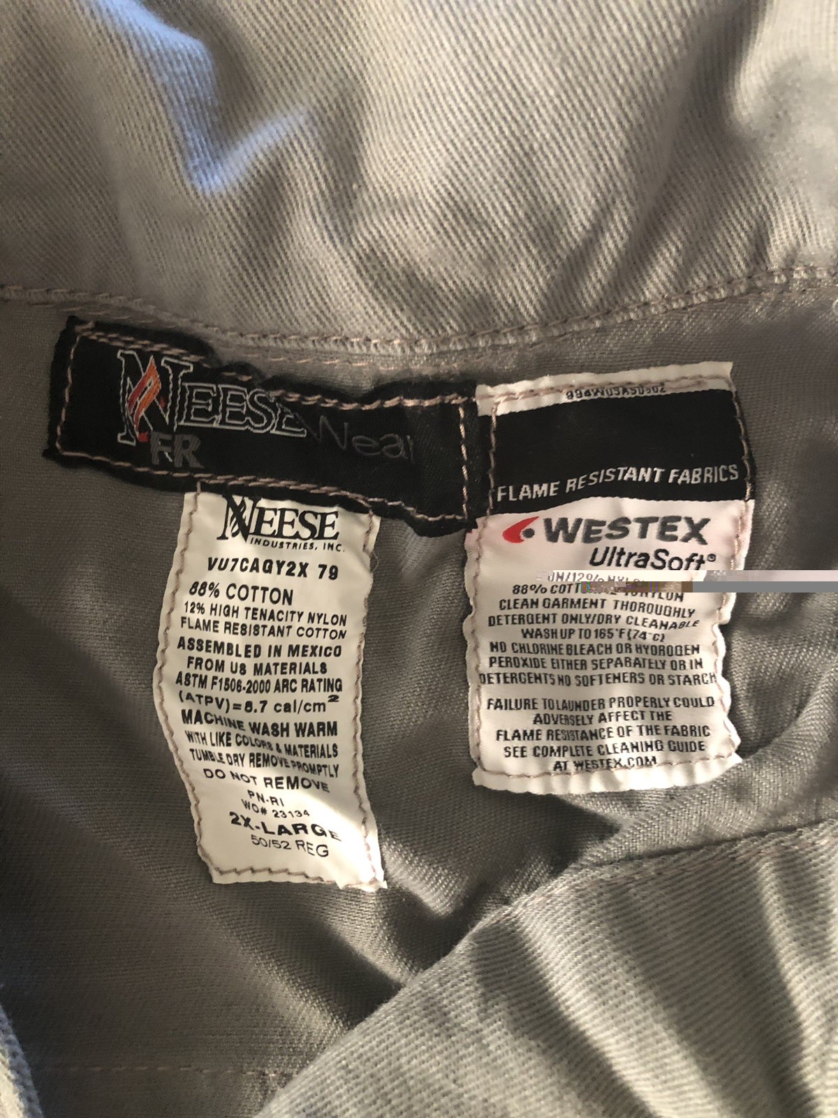 NEESE Wear FR Mens Coveralls 2XL Gray Reflective Jump Suit Westex 2112 Fire - second product detail image