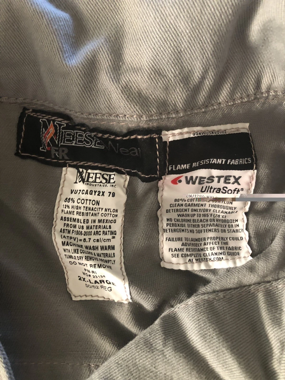 NEESE Wear FR Mens Coveralls 2XL Gray Reflective Jump Suit Westex 2112 Fire - product detail image 2