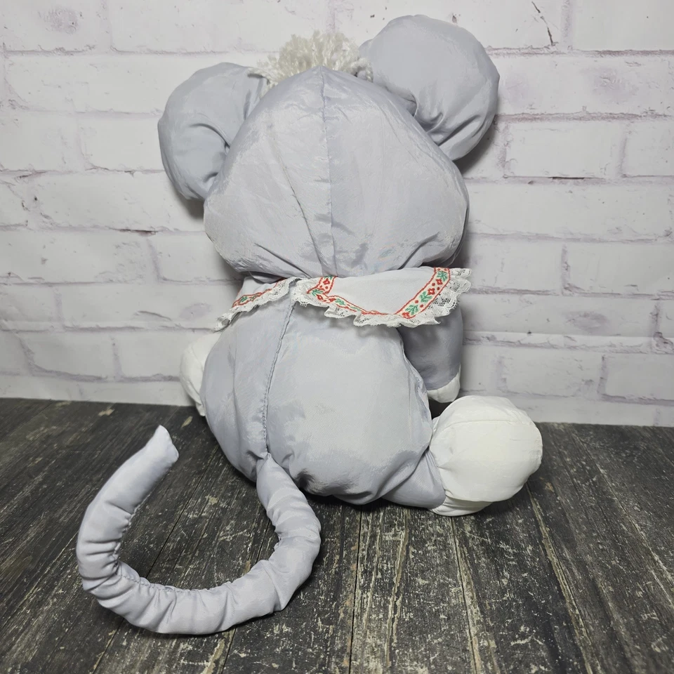 Puffalump Christmas Mouse 🐁 Fisher Price 12" Plush Gray Candy Cane 1987 8016 - Image 3 of 4