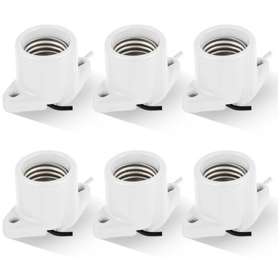 6 Pcs E26 Light Socket Porcelain Lamp Holder Socket Medium Keyless Threaded B...