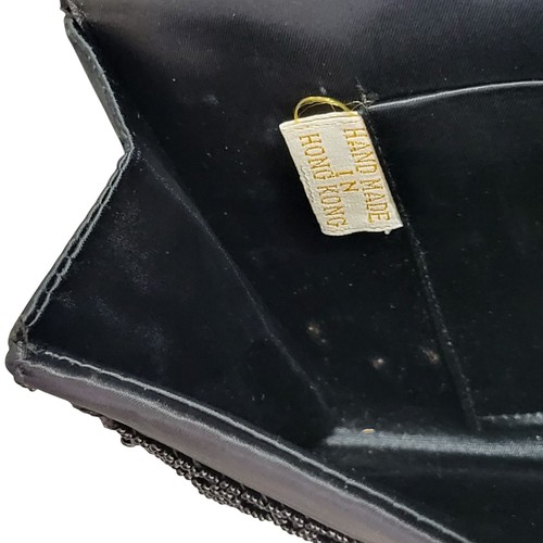Vintage MM Kane Beaded Clutch Purse Black Satin Formal Special Event Hong Kong - Picture 16 of 21