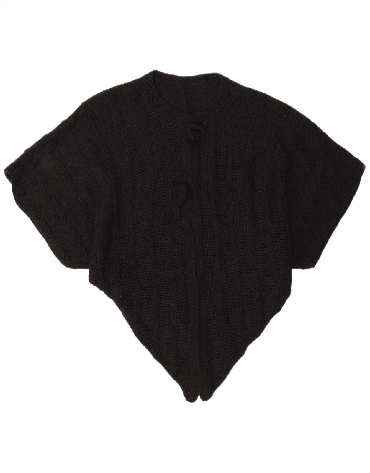 Vintage Womens Asymmetric Poncho Jumper One Size Black BM24