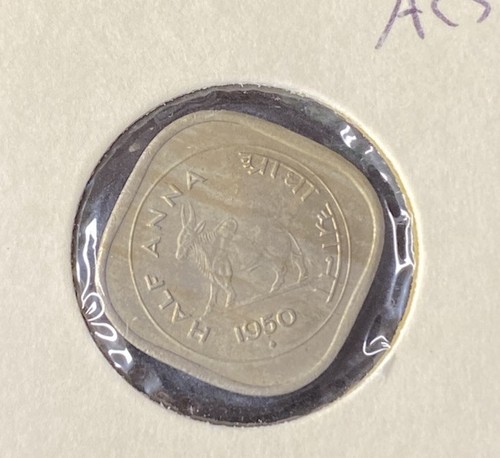 1950 India-Republic 1/2 Anna Copper-Nickel Coin Free Shipping - Picture 2 of 2