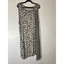 Casual Oversized Asymmetrical Swing Dress Black White Mixed Print Keyhole 22/24W