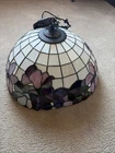 Tiffany Style Stained Glass Lamp Shade Hanging Floral Design Vintage