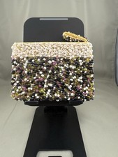 Vintage Textured Beaded Zipper ID Money Walle...