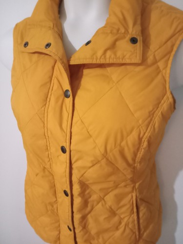 Lands End Puffer Vest Women's Medium 10/12 Down Snap Pockets Lightweight Yellow - Picture 1 of 8
