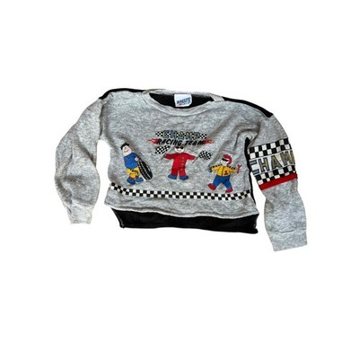 Vintage 80s Rallye Sport Kids Boy Race Car Driver Graphic Sweatshirt Size 6