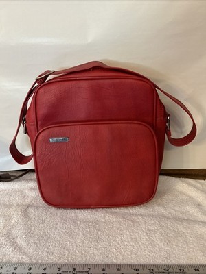VTG 70s  Samsonite Shoulder Carry  On Weekender Luggage Tote Bag RED