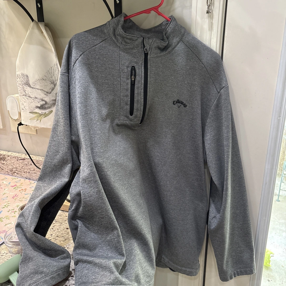 Callaway Maglione Termico Uomo A Maniche Lunghe - Lana Merino Con Cerniera 1/4, Colore Inchiostro Nero, Taglia 3XL