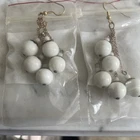 Vintage New 1950 Milk Glass Dangle Earrings S5