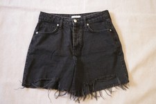 Forever 21 Premium Black Denim Cutoff Shorts Women's Size 26 High Waist Frayed