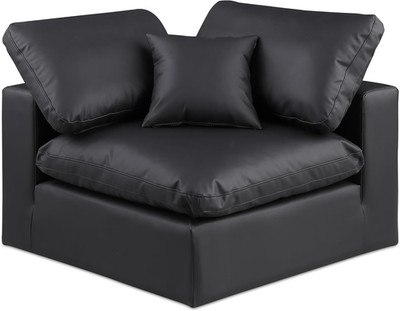 Modern Vegan Leather Corner Chair - Comfy Black Upholstered Accent Seat