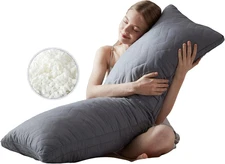 DOWNCOOL Quilted Memory Foam Body Pillow - Large Full Body Pillows for Adults - 