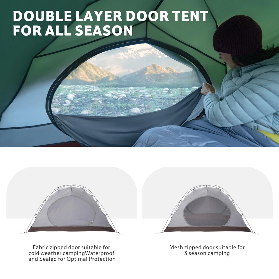 Tienda de campaña para 4 estaciones, tienda impermeable para mochileros para 2 personas, carpas para cuatro estaciones para col... Foto 3 de 4