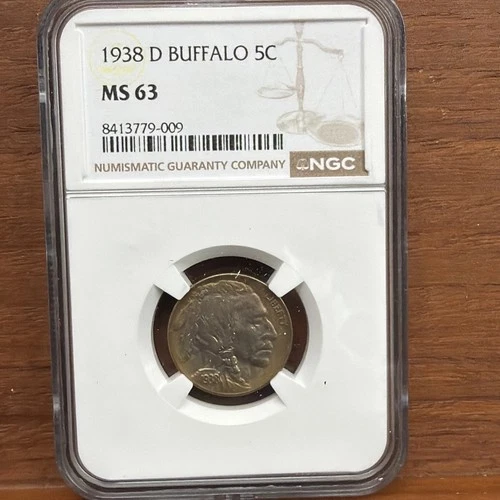 1938-D  5C BUFFALO NICKEL  "DENVER MINT"   NGC MS63 Toning