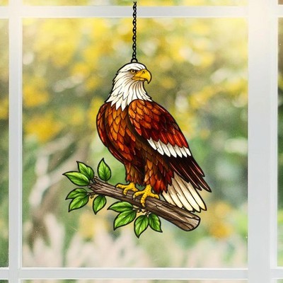 Eagle Acrylic Suncatcher, Bald Eagle Window Hanging, Bird Decor