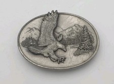 Vintage Siskiyou Eagle Belt Buckle Pewter Mountain Wildlife USA O-18