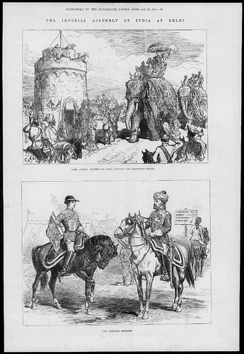 1877 - Antique Print INDIA Delhi Imperial Assembly Lord Lytton Flagstaff (145)