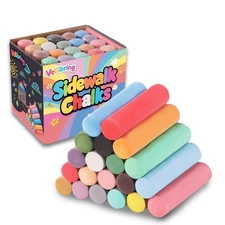 Vellibring 20 PCS Sidewalk Chalks Set Washable Colored Jumbo Chalk Bulk 20 Co...