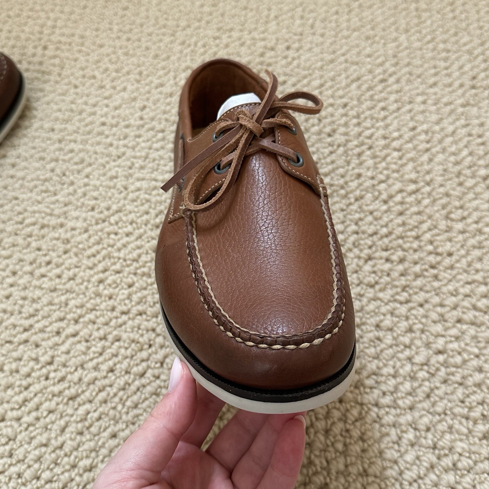 Peter Millar Brown Leather Excursionist Boat Shoe… - image 9