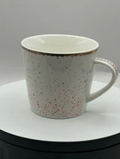 Grace's Teaware Mug White Gold Rim Accent Pink Metallic Confetti Dots