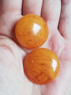 Boucles d'oreilles clip en bakélite ambre vintage des années 30