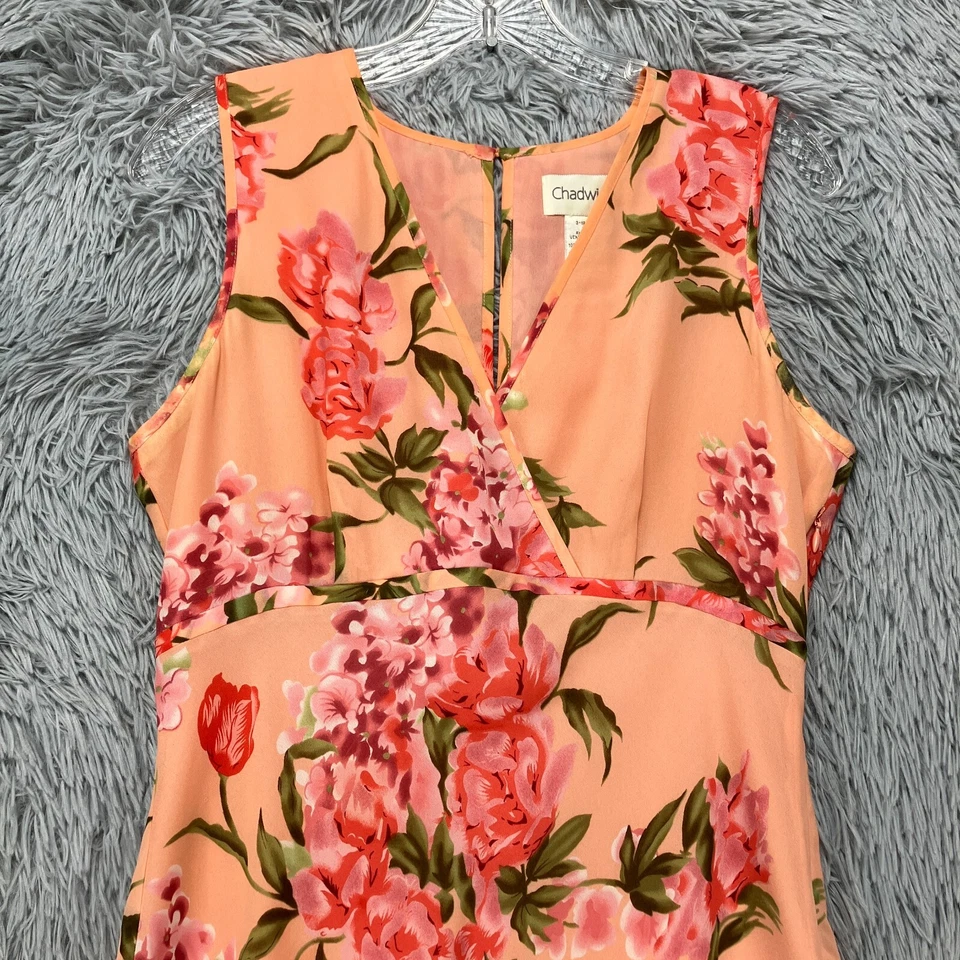 Maxi Vestido Chadwick's Para Mujer 12 Estampado Floral Melocotón Romántico Hippe Y2K Años 90 Foto 3 de 4