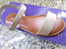 NEW MADDEN GIRL BLURT SILVER SANDALS WOMENS 9 STRAPPY FLATS FREE SHIP