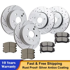 Front & Rear Drilled Discs Rotors & Brake pads for Chevrolet Equinox GMC Terrain