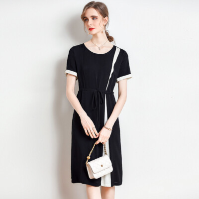 black and white contrast dress & Gingham Swing - XLarge The tie waist and flowing A Kylie Bow Mini Dress 