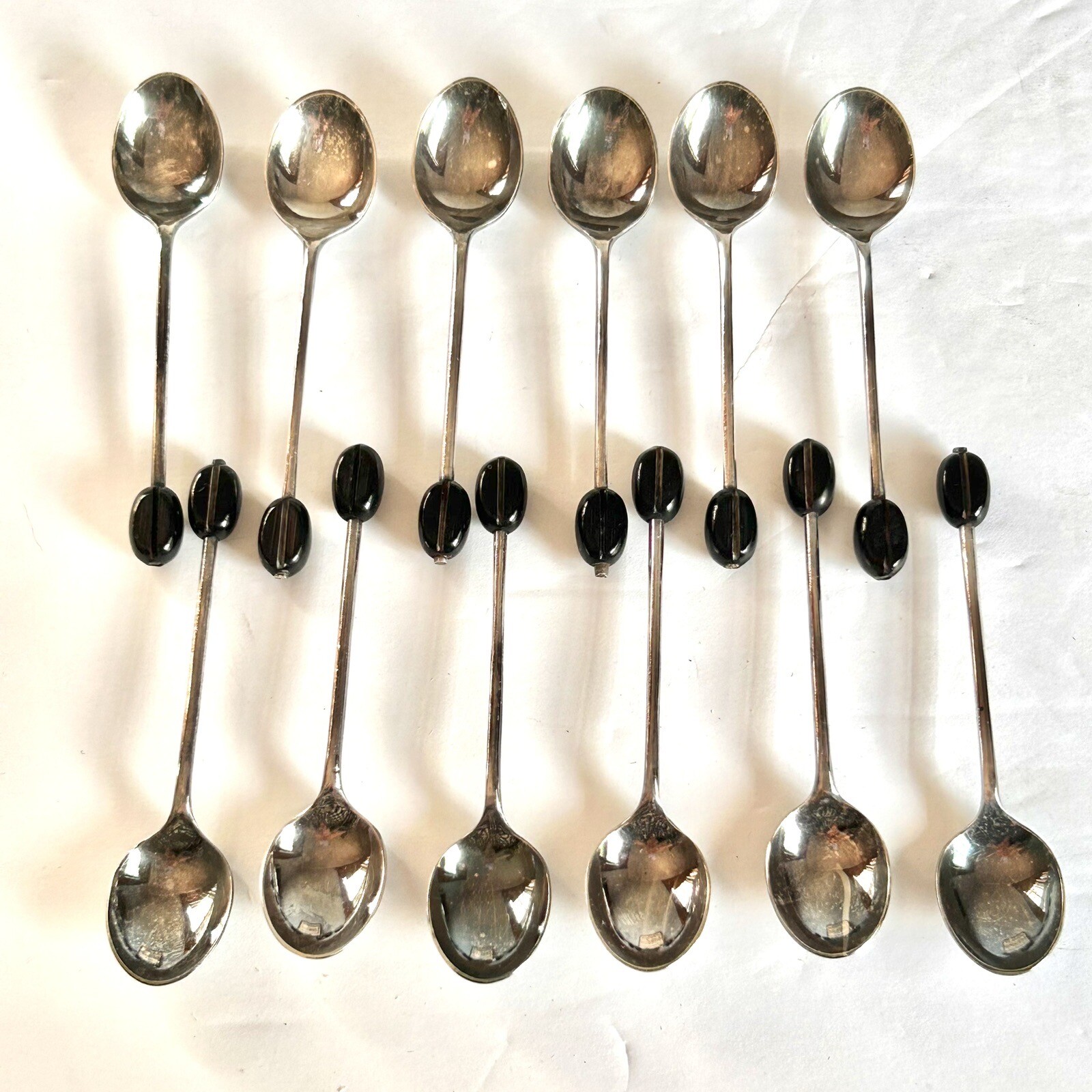 SET OF 12 MAPPIN & WEBB SILVER COFFEE BEAN COFFEE TEA SPOONS In Box eBay