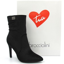 €89 BRACCIALINI stivaletti tronchetti velluto nero tacco a spillo 36 40