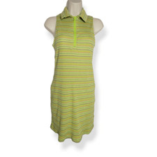 Wild Fable Green Striped Ribknit Sleeveless Collared Dress Medium
