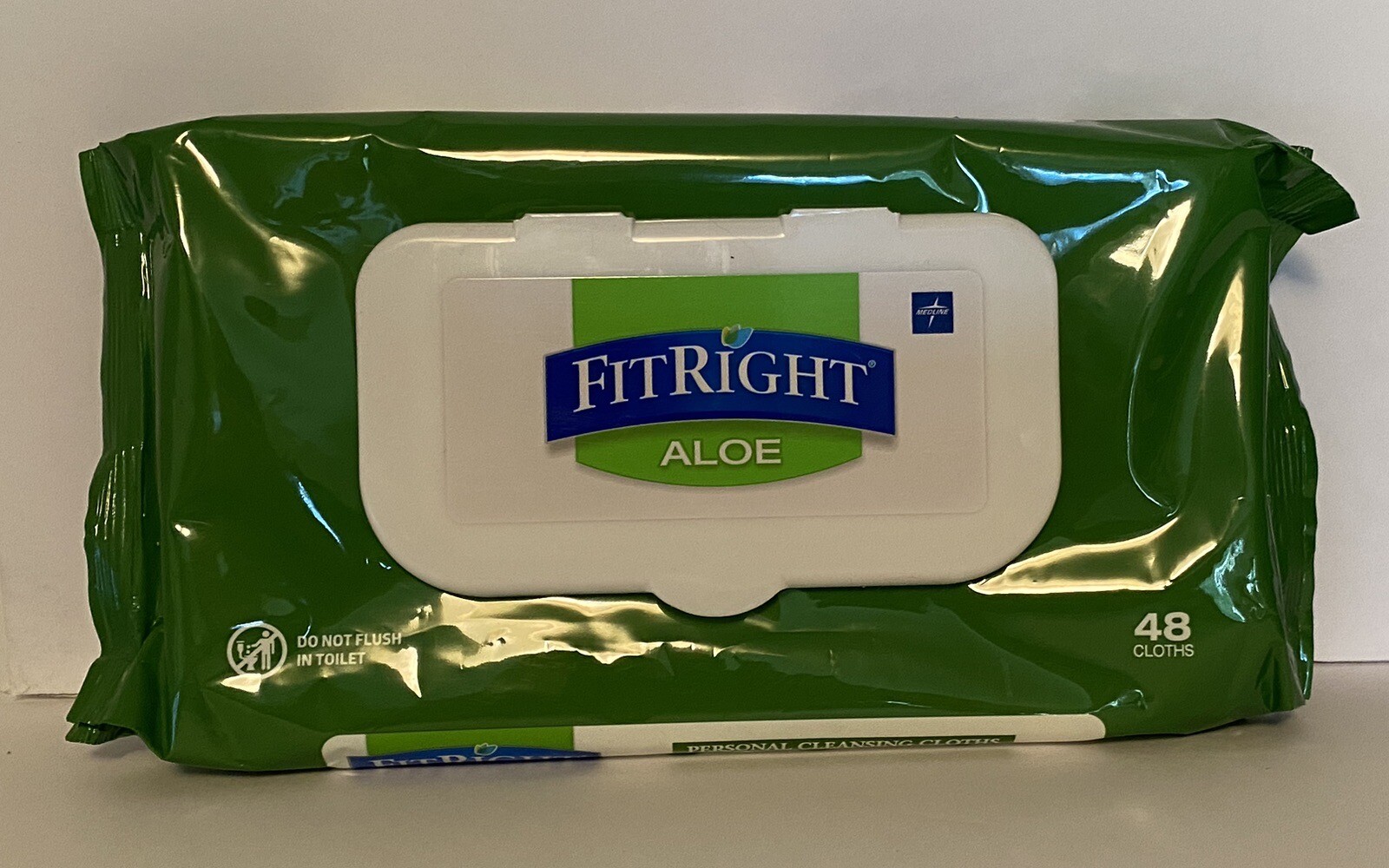FitRight Aloe Quilted Cleansing Cloths Adult Wipes One pack of 48 wipes