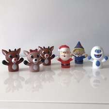 Rudolph The Red-Nosed Reindeer Finger Puppets Santa Hermey "The Bumble", Clarice