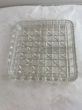 Hazel Atlas Clear Square Divided Relish Dish 7-1/4” Excellent Vintage